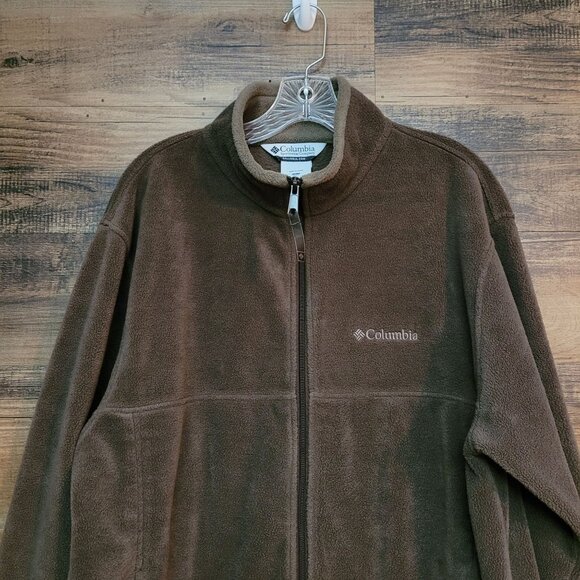 Columbia Zip Fleece Jacket Size L Brown Beige Clay Zip Pockets Gorpcore Outdoor - Picture 2 of 11